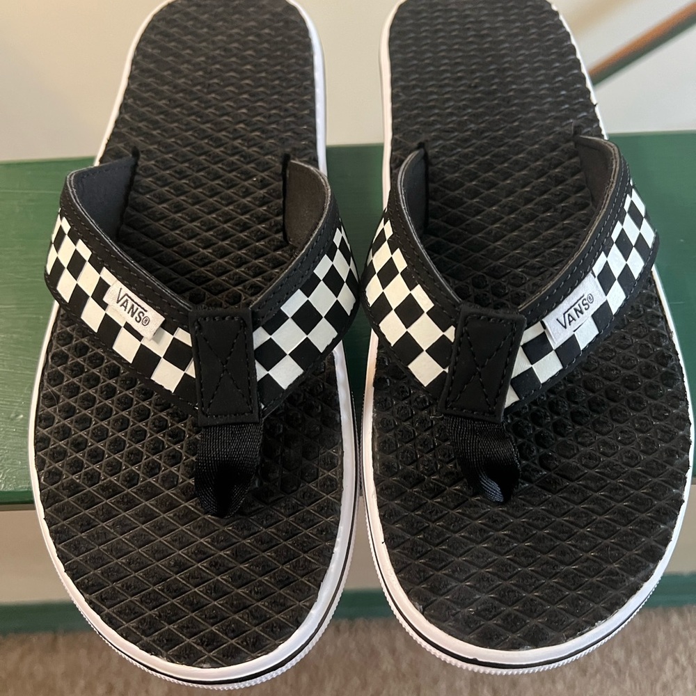 Vans Black and White Checkered Flip Flops